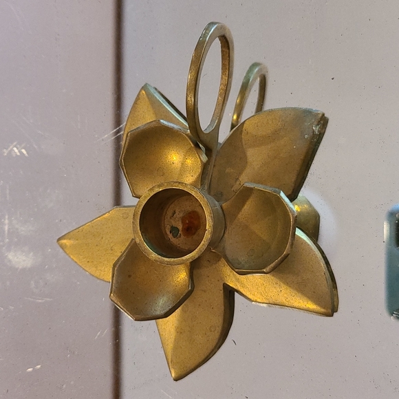 Vintage brass candle candlestick holder flower design India